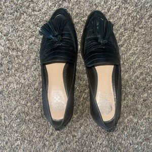 Vince Camuto black snakeskin loafers